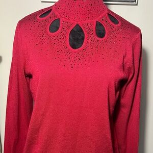 Cable & Gauge Red with cut out bling sweater